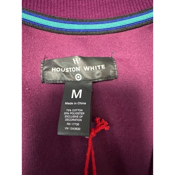 Houston White Purple Button-Down Ribbed Hem & Cuffs Logo Detail Cardigan Size M - Picture 6 of 11